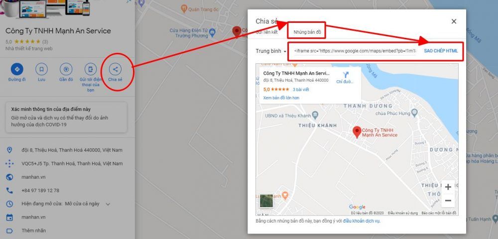 Hướng dẫn cách nhúng google map vào website